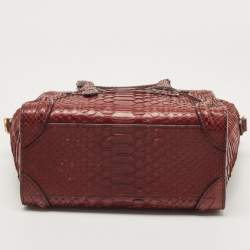 مملوكة مسبقًا Celine Dark Burgundy Python Nano Luggage Tote