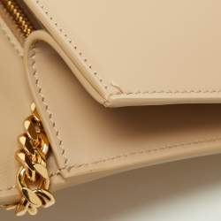 Pre Owned Celine Beige Leather Besace Triomphe Chain Bag