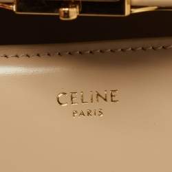 Pre Owned Celine Beige Leather Besace Triomphe Chain Bag