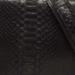 Pre Owned Celine Black Python and Suede Medium Trapeze Top Handle Bag