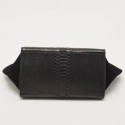Pre Owned Celine Black Python and Suede Medium Trapeze Top Handle Bag