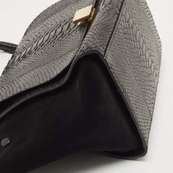 Pre Owned Celine Black Python and Suede Medium Trapeze Top Handle Bag