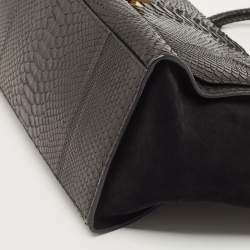 Pre Owned Celine Black Python and Suede Medium Trapeze Top Handle Bag