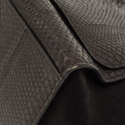 Pre Owned Celine Black Python and Suede Medium Trapeze Top Handle Bag