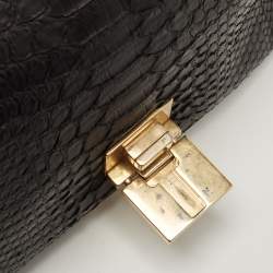 Pre Owned Celine Black Python and Suede Medium Trapeze Top Handle Bag