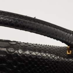 Pre Owned Celine Black Python and Suede Medium Trapeze Top Handle Bag