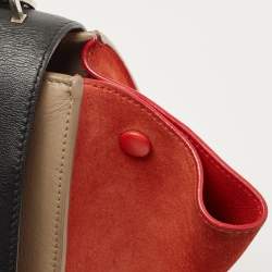 Pre Owned Celine Tri Color Leather and Suede Medium Trapeze Bag