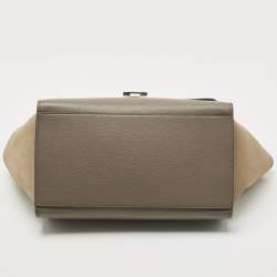 Pre Owned Celine Grey Leather and Suede Small Trapeze Bag