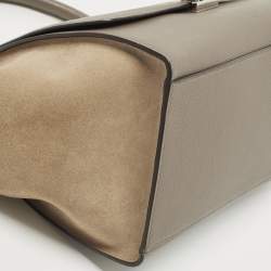 Pre Owned Celine Grey Leather and Suede Small Trapeze Bag