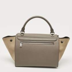 Pre Owned Celine Grey Leather and Suede Small Trapeze Bag