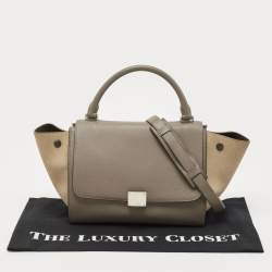 Pre Owned Celine Grey Leather and Suede Small Trapeze Bag
