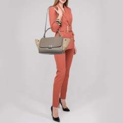Pre Owned Celine Grey Leather and Suede Small Trapeze Bag