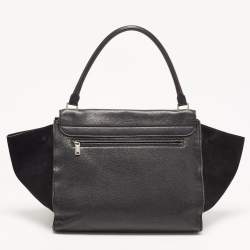 Pre Owned Celine Black Leather and Suede Large Trapeze Top Handle Bag