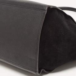 Pre Owned Celine Black Leather and Suede Large Trapeze Top Handle Bag