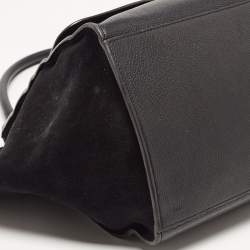 Pre Owned Celine Black Leather and Suede Large Trapeze Top Handle Bag