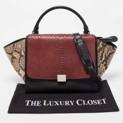 مملوكة مسبقًا Celine Tricolor Python and Leather Medium Trapeze Top Handle Bag