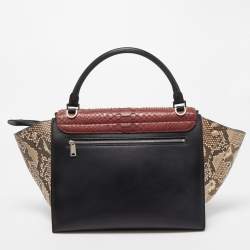 مملوكة مسبقًا Celine Tricolor Python and Leather Medium Trapeze Top Handle Bag