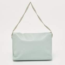 Pre Owned Celine Light Blue Leather Blade Flap Shoulder Bag