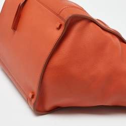Pre Owned Celine Orange Leather Medium Phantom Luggage Tote