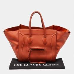 Pre Owned Celine Orange Leather Medium Phantom Luggage Tote