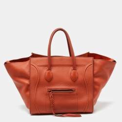 Pre Owned Celine Orange Leather Medium Phantom Luggage Tote