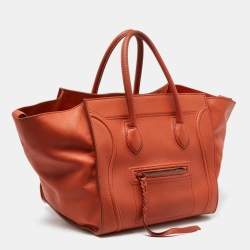 Pre Owned Celine Orange Leather Medium Phantom Luggage Tote