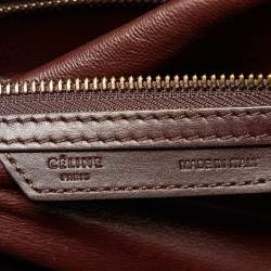 Pre Owned Céline Red/Burgundy Python and Leather Mini Luggage Tote