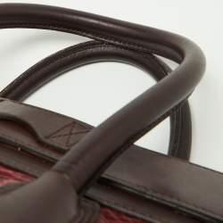 Pre Owned Céline Red/Burgundy Python and Leather Mini Luggage Tote