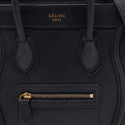 Celine Black Leather Nano Luggage Tote