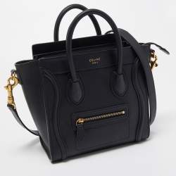 Celine Black Leather Nano Luggage Tote