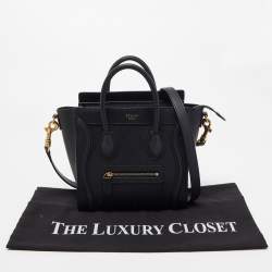 Celine Black Leather Nano Luggage Tote