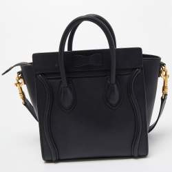 Celine Black Leather Nano Luggage Tote