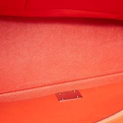 Pre Owned Celine Coral Red Leather and Suede Medium Trapeze Top Handle Bag