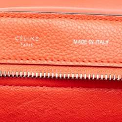 Pre Owned Celine Coral Red Leather and Suede Medium Trapeze Top Handle Bag