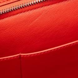 Pre Owned Celine Coral Red Leather and Suede Medium Trapeze Top Handle Bag
