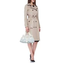 Pre Owned Celine Blue/White Monogram Canvas and Leather Satchel