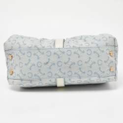 Pre Owned Celine Blue/White Monogram Canvas and Leather Satchel
