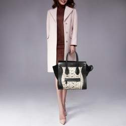 مملوكة مسبقًا Celine Black/Beige Karung,Suede and Leather Mini Luggage Tote