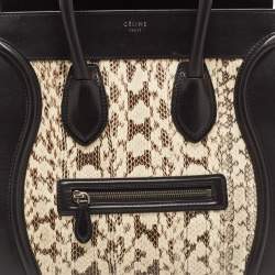 مملوكة مسبقًا Celine Black/Beige Karung,Suede and Leather Mini Luggage Tote