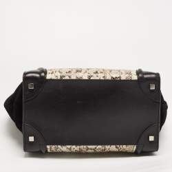 مملوكة مسبقًا Celine Black/Beige Karung,Suede and Leather Mini Luggage Tote