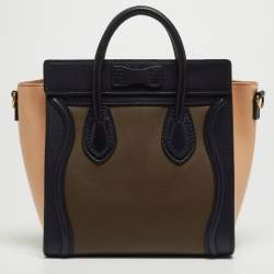 Pre Owned حقيبة يد توتس سيلين نانو لاغيدج جلد وجلد ثعبان ثلاثي اللون