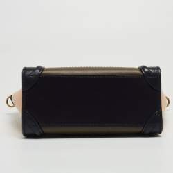 Pre Owned حقيبة يد توتس سيلين نانو لاغيدج جلد وجلد ثعبان ثلاثي اللون