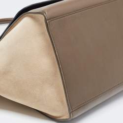 Pre Owned Celine Tricolor Leather and Suede Large Trapeze Top Handle Bag