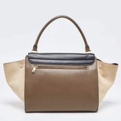 Pre Owned Celine Tricolor Leather and Suede Large Trapeze Top Handle Bag