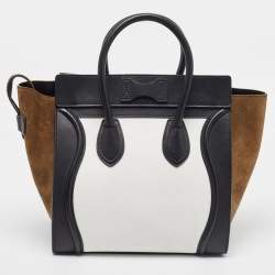 Pre Owned Celine Tri Color Leather Mini Luggage Tote