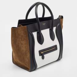 Pre Owned Celine Tri Color Leather Mini Luggage Tote