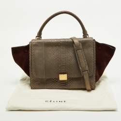 مملوكة مسبقًا Celine Grey/Burgundy Python and Suede Medium Trapeze Bag