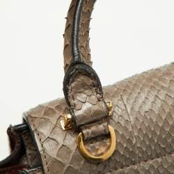 مملوكة مسبقًا Celine Grey/Burgundy Python and Suede Medium Trapeze Bag