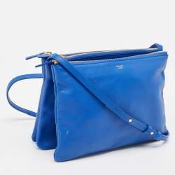Pre Owned Celine Blue Leather Large Trio Zip Crossbody Bag