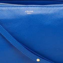 Pre Owned Celine Blue Leather Large Trio Zip Crossbody Bag